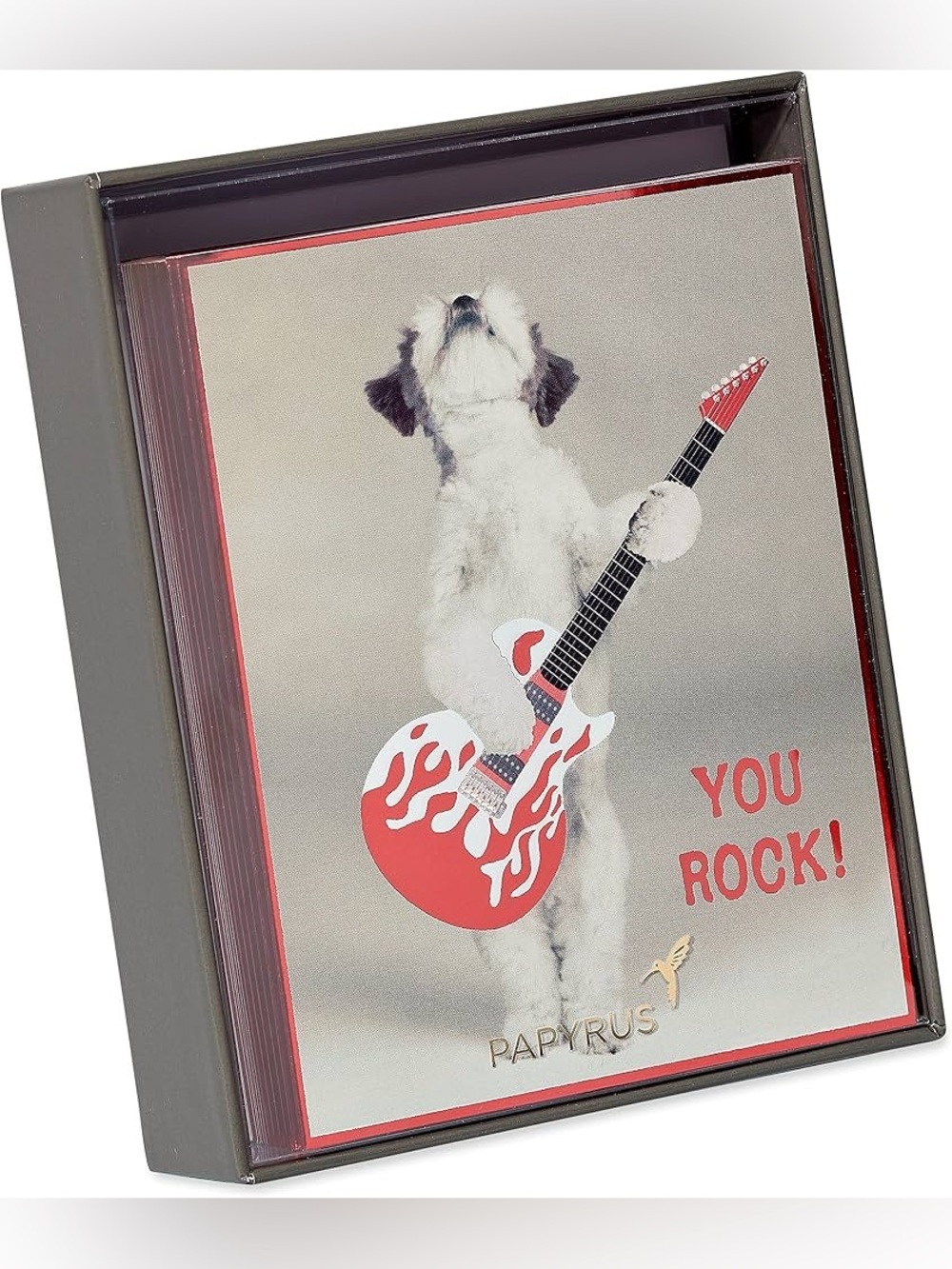 Papyrus You Rock! Dog Playing Guitar  Blank Note Cards